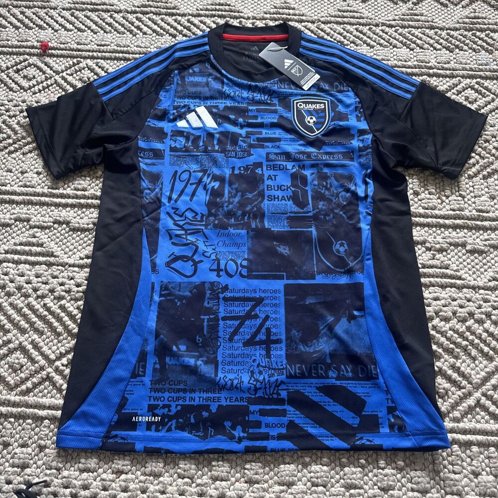 San Jose Earthquakes adidas 2025 Headliner Home Jersey Size Medium NWT MLS